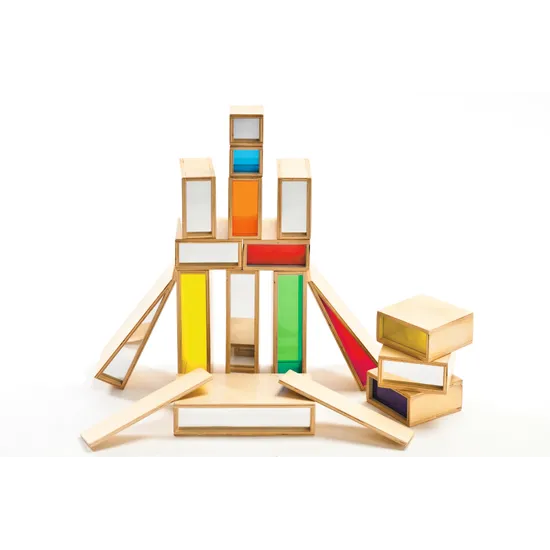 Natural Spaces Mirror & Acrylic Coloured Large Blocks - Set of 18