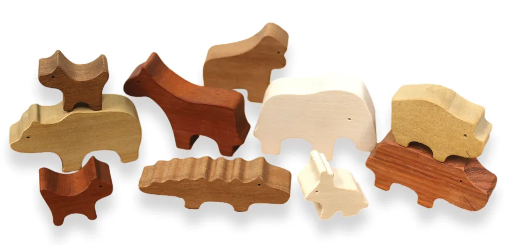 Natural Wooden Animals Stacking Game