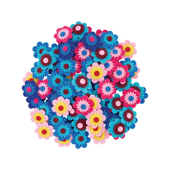 Felt Flowers Assorted Colours - Pack of 100