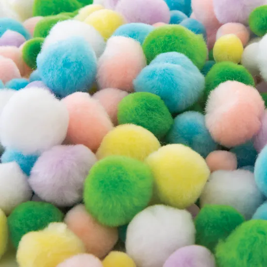 Pastel Assorted Sized Pom Poms - Pack of 300