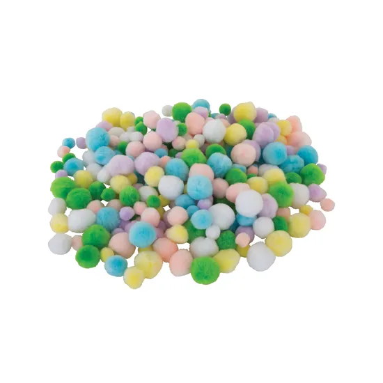 Pastel Assorted Sized Pom Poms - Pack of 300