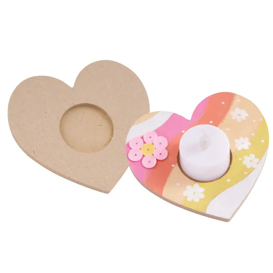 Heart Wooden Tealight Holder - Pack of 10