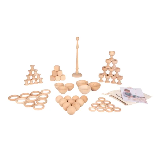 TickiT Heuristic Play Starter Pack – 63 Pièces En Bois Pour Découverte Sensorielle Dès 10 Mois