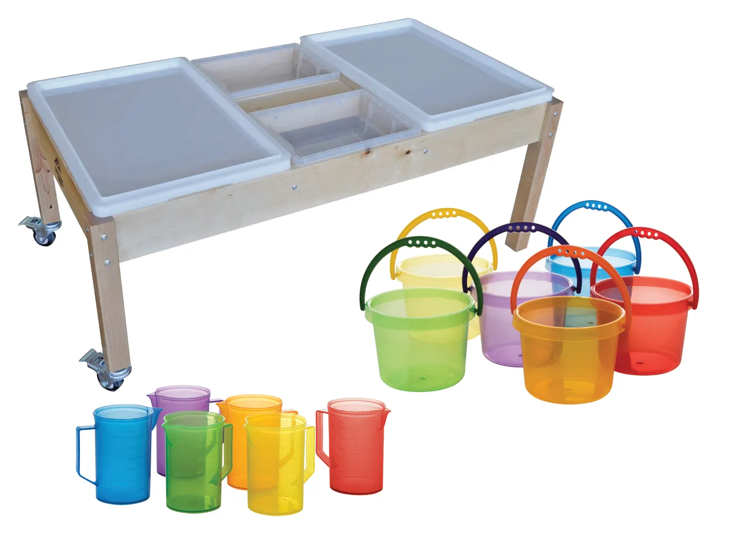 Wooden Sand Water Table with Pouring Set