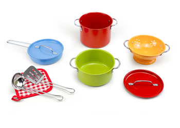Colourful Steel Pots Pans Pieces