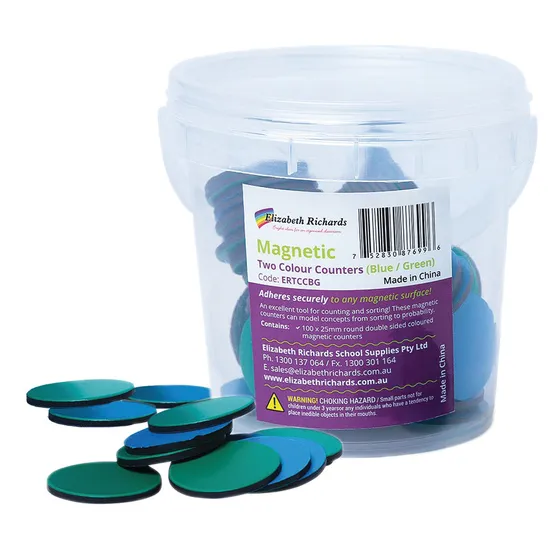 Magnetic Two Colour Counters 25Mm Blue & Green - MTA Catalogue