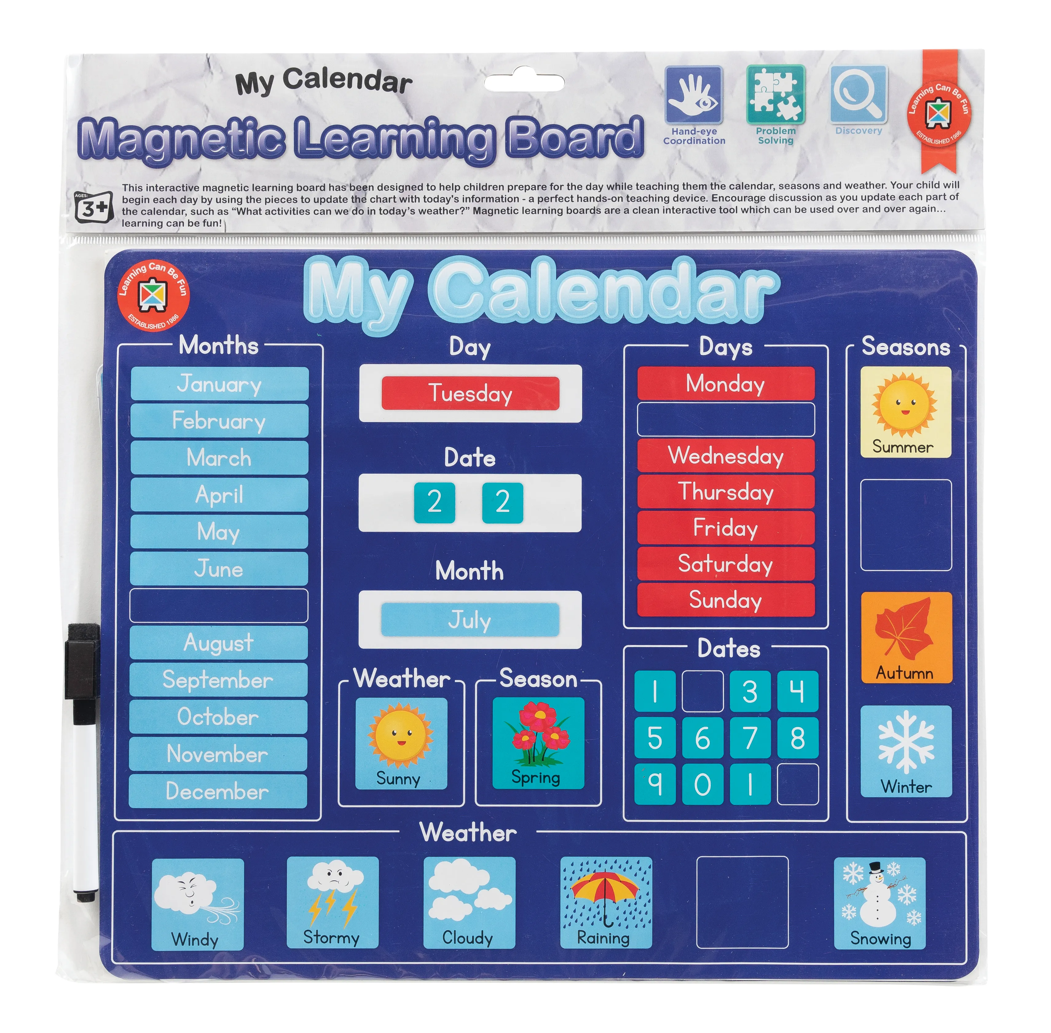 Magnetic Learning Calendar For Kids - Ocean Theme Educational Toy For Preschool & Toddlers