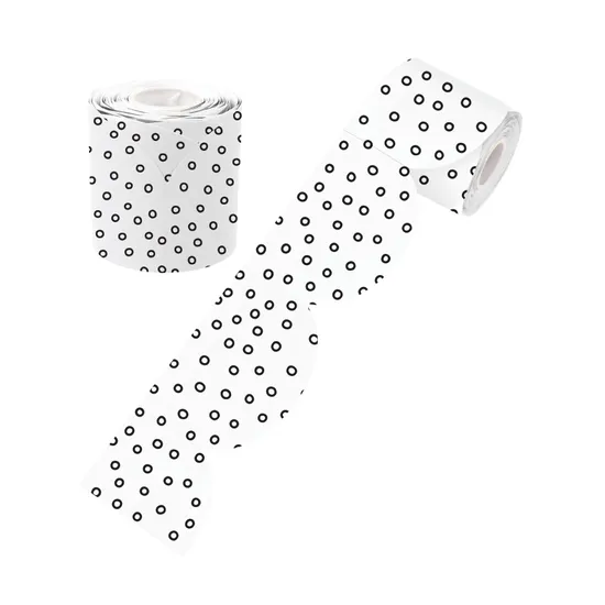Black and White Dots Rolled Scalloped Border