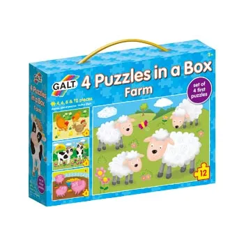 Galt Toys 4 Puzzles In Einer Box - Dinosaurier - Lernpuzzle Für Kinder Ab 3 Jahren (12, 16, 20, 24 Teile)