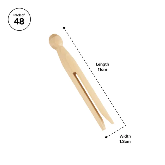 Natural Beechwood Dolly Pegs For Clotheslines – 7.2cm Traditional Craft Pegs
