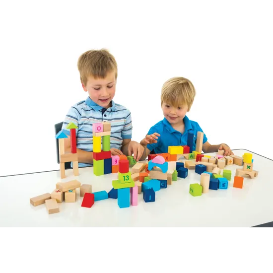 Alphabet Numbers Wooden Blocks Set 100 Piecess