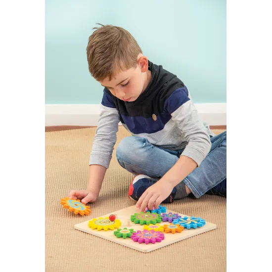 New Classic Toys Puzzle In Legno Con Ingranaggi Rotanti - Gioco Educativo Multicolore 10525 Per Bambini - Sviluppa Pensiero Logico E Motricità Fine - 6