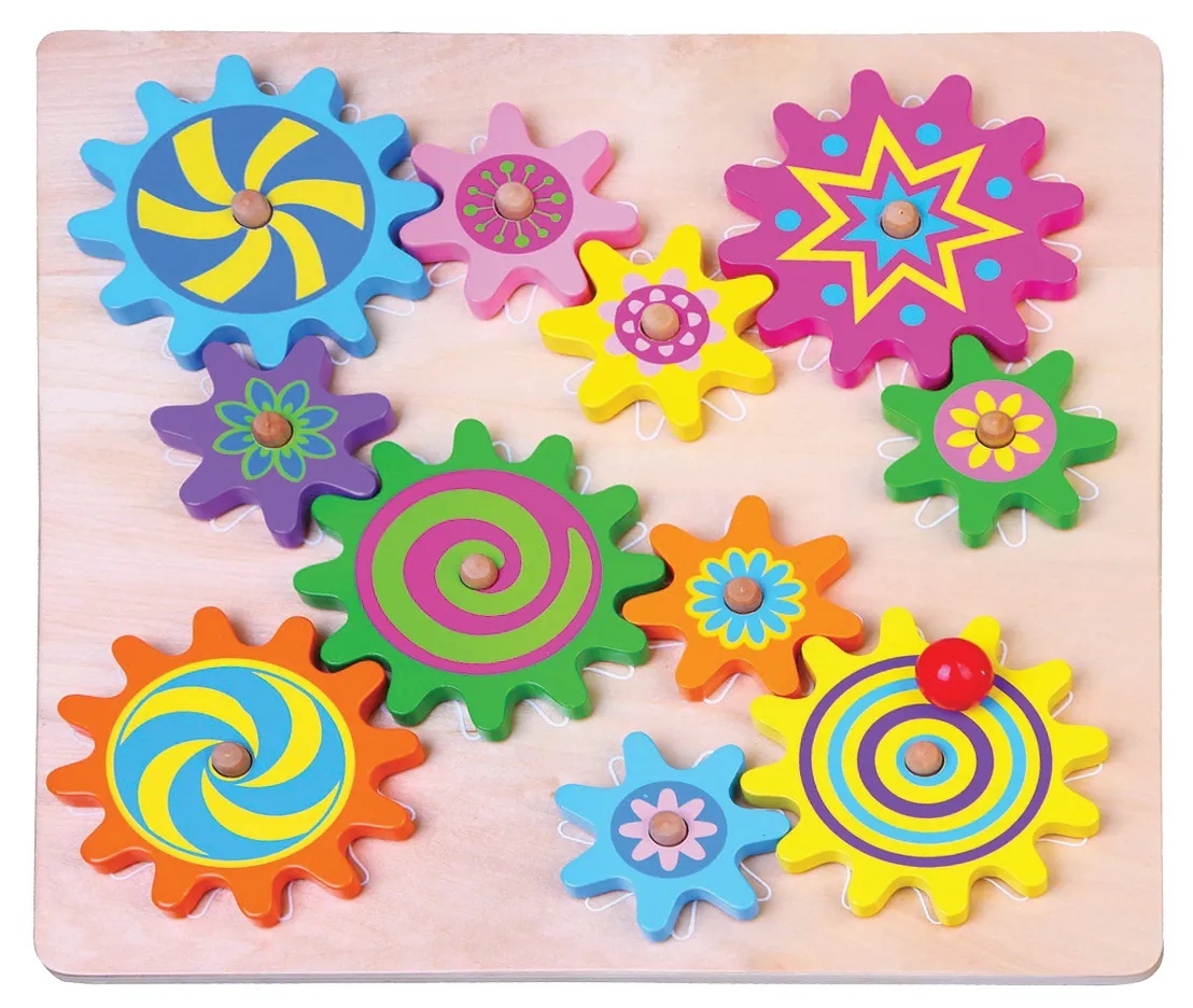 New Classic Toys Puzzle Ruote Dentate Girevoli In Legno Multicolore – Gioco Educativo Per Bambini, 10525