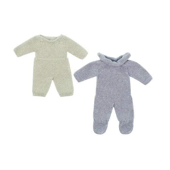 Miniland - Ensemble de vêtements en tricot recyclé pour poupée de 32 cm Miniland Dolls - Barboteuse et Capota Coral