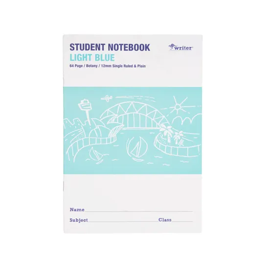 Writer Student Notebook Light Blue 250x175 mm 12 mm 64p