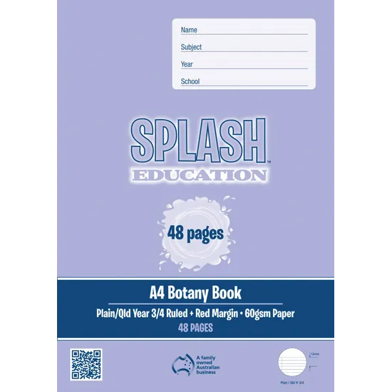 Exercise Book Splash Splash Botany Book A4 QLD Year 3/4 48p