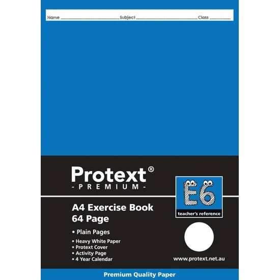 Protext Protext Premium Exercise Book A4 Plain 64p