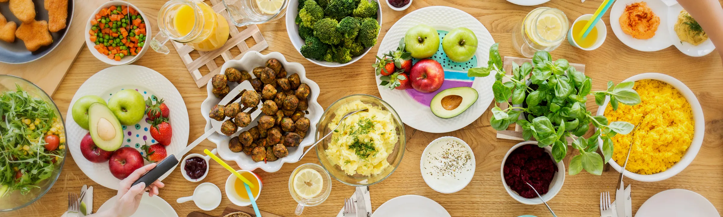 A table laden with food