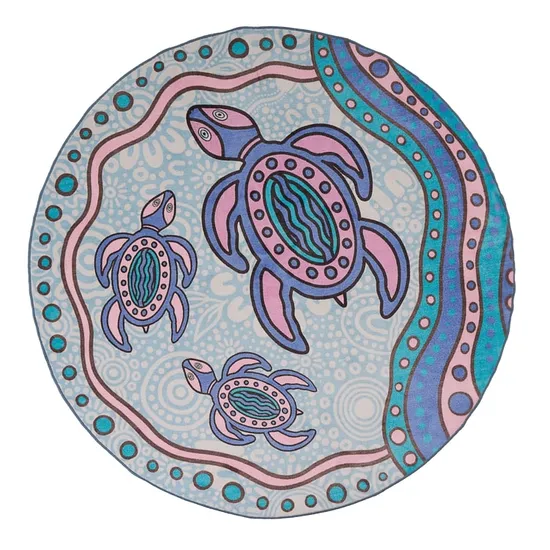 Turtle Round Rug Turtle Family Mirii Art Round Rug