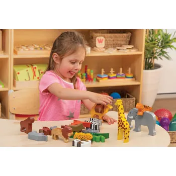 Zoo Animals Block Play Set 20 Pieces Wooden Pieces