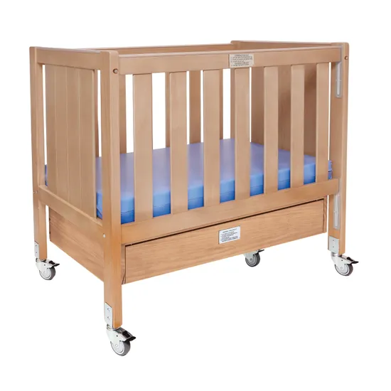 SafeSpace Compact Cot with Mattress and Blanket Drawer - Natural