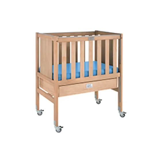 SafeSpace Ergonomic Cot with Mattress and Blanket Drawer - Natural