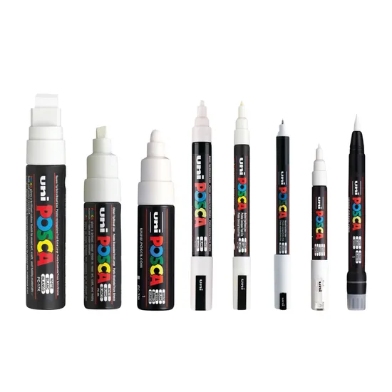 POSCA White Assorted Tip Marker Pack of